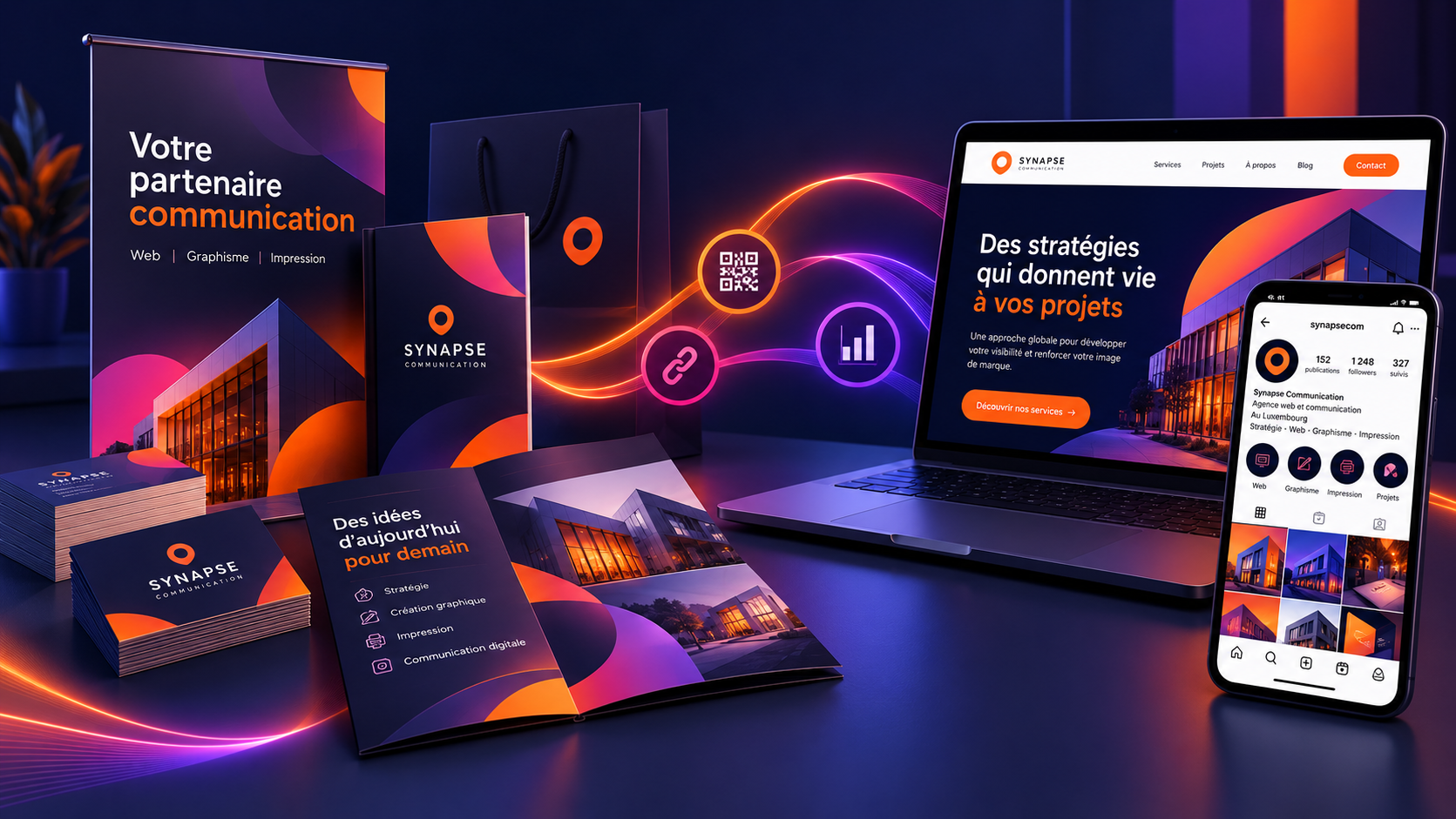 Supports de communication digitale et imprimée réunis dans une stratégie de marque