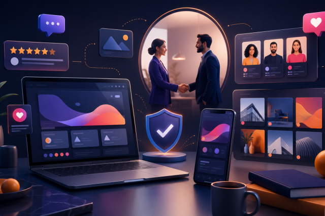 Illustration des contenus qui renforcent la confiance avant le premier contact avec une entreprise